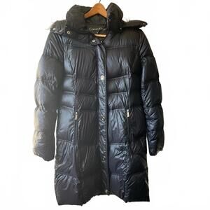 Calvin Klein Women’s Dark Puffer Jacket Quilted Zip Winter Coat